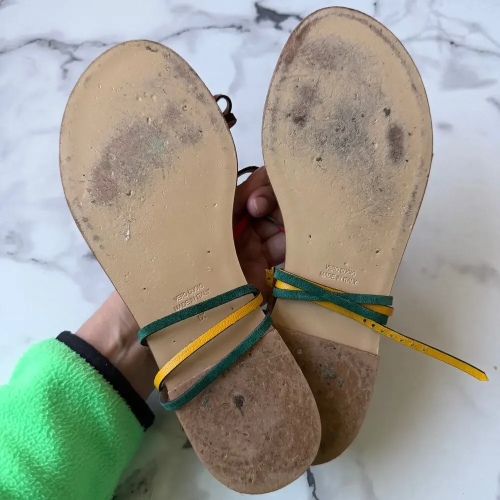 AMANU The Constantia Multicolor Leather Strappy Sandals Size 9 - Picture 6 of 8